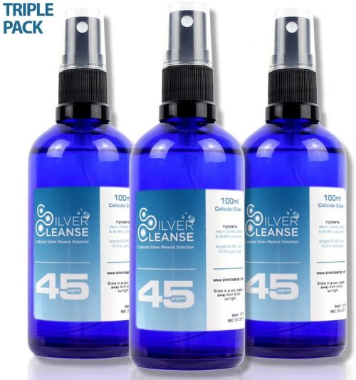 3X 100ml SilverCleanse Colloidal Silver Spray (45ppm)